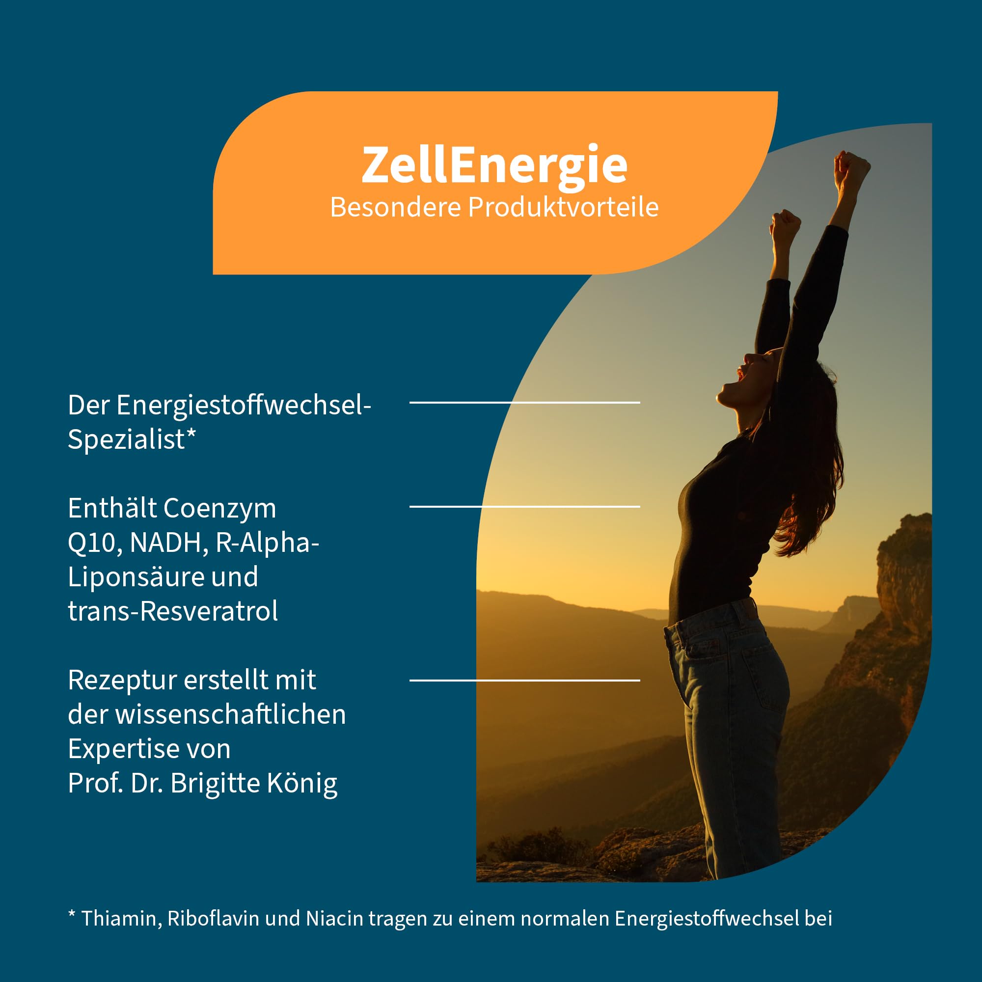 NatuGena ZellEnergie + NADH & Coenzym Q10, bioaktive Vitamine tragen zu einem normalen Energiestoffwechsel bei, 60 Kapseln (1 Monats Packung)