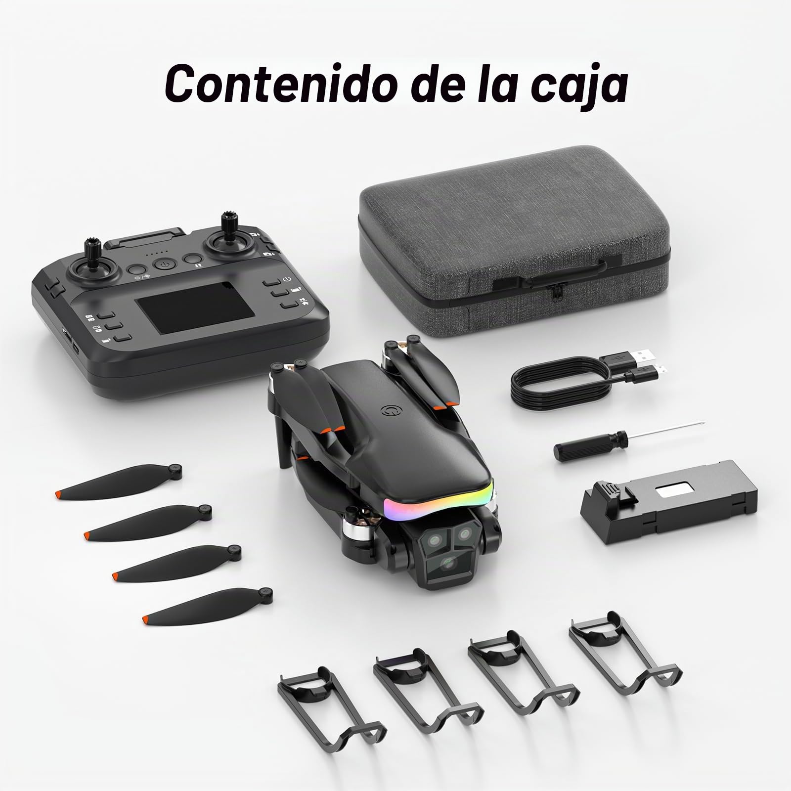 F417PRO Drone con Cámara 1080P para Adultos Niños, Mini Drone con Pantalla, Doble Lente 90°, LED, Flujo Óptico, Batería Modular, Principiantes, Despegue 1 Tecla, Sin Cabeza, Flip 3D, Maletín