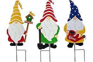 Metal Gnome Figurines for Garden Decor - Set of 3