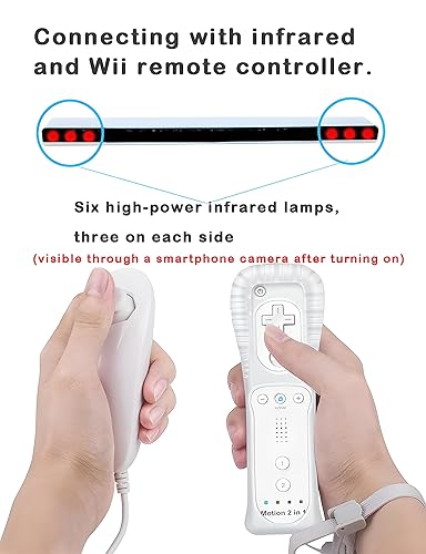 Vista 4 de YZlolmeo Wii Wireless Sensor Bar Dolphin Bar for Wii System, Infrared Sensor Bar for Nintendo Wii UWii Motion Sensor Bar (White)