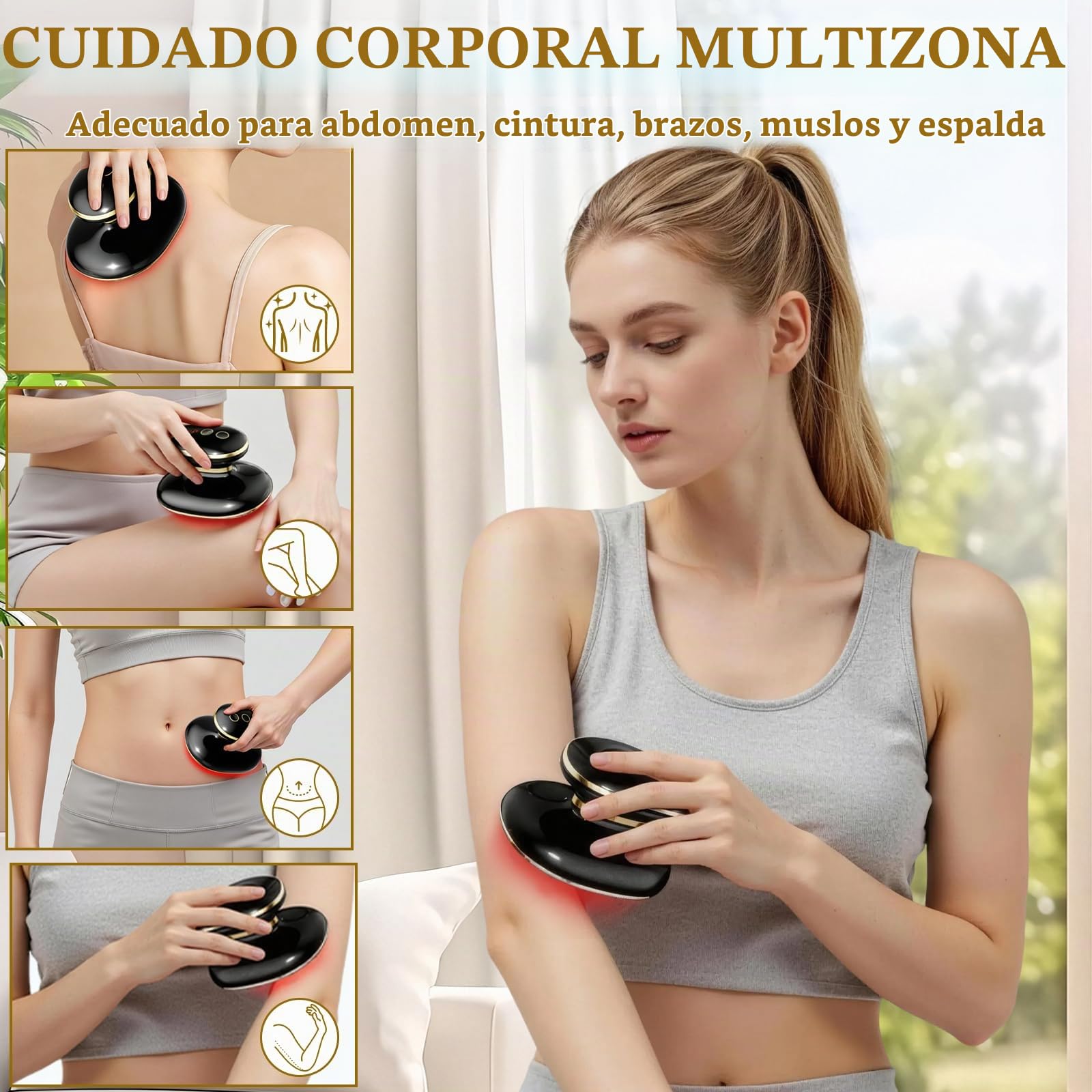 4 en 1 Masajeador Anticelulítico Eléctrico,Aparato Masajeador Corporal Profesional con Tecnologías EMS,SLIM y RF,Masajeador Celulitis para Abdomen,Glúteos,Piernas,Levantan,Aprietan y Suavizan la Piel