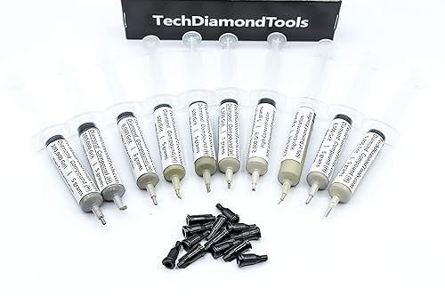 Miniatura 2 de TechDiamondTools Kit de 10 pastas de pulido compuesto de pulido de diamantes, hechas en Estados Unidos, grano 200,000 a 400 para mármol, vidrio,