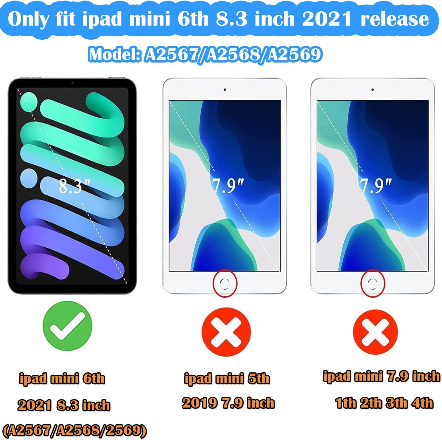iPad Mini 6 Case for Kids 2021 (6th Generation), Lainergie Lightweight Shockproof Kid-Proof Cover Built-in Screen Protector with Handle Stand for New iPad Mini 6th Gen 8.3 Inch (Turquoise)