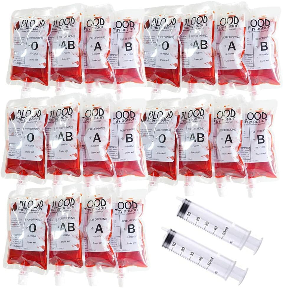 JMGRTYT 20 Packs Halloween Blood Bags for Drinking Blood Bags 250ML Halloween Party Drink Containers for Vampire Hospital Zombie Theme Party Favors Costume Props Halloween Party Decoration