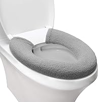 SENOMOR Warm Soft Toilet Seat Cover with Snaps - Thicker Stretchable Washable Acrylic Pad Fits Most Seats (Grey)