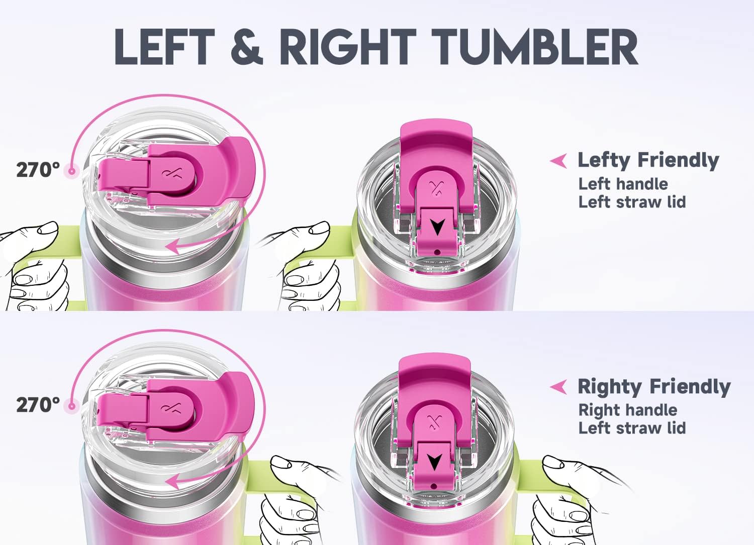 Meoky 40oz Tumbler with Handle, Stainless Steel Travel Mug with 2-in-1 Straw and Sip Lid, Vacuum Insulated Coffee Mug, 100% Leak Proof, Keeps Cold for 34 Hours or Hot for 10 Hours (Carnival) - Image 4