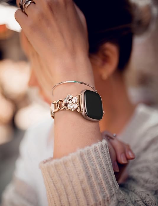 Correa de Cuero con Cadena para Fitbit Versa 4/3/Sense 2/1 - Mujer miniatura 5