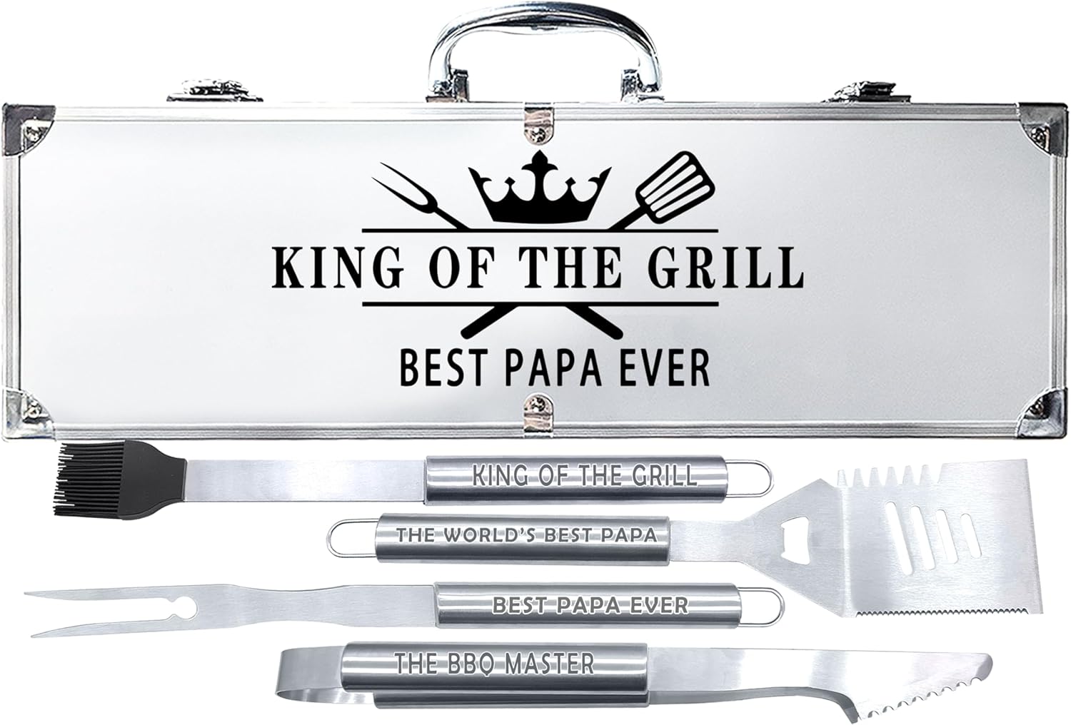 Bonsai Tree Fathers Day Dad Gifts from Daughter, Gifts for Dad, Best Dads Ever Gift for Birthday - Cool Grilling BBQ Present for Father from Son - Daddy Stainless Steel Metal Tool Heavy Duty Set 4