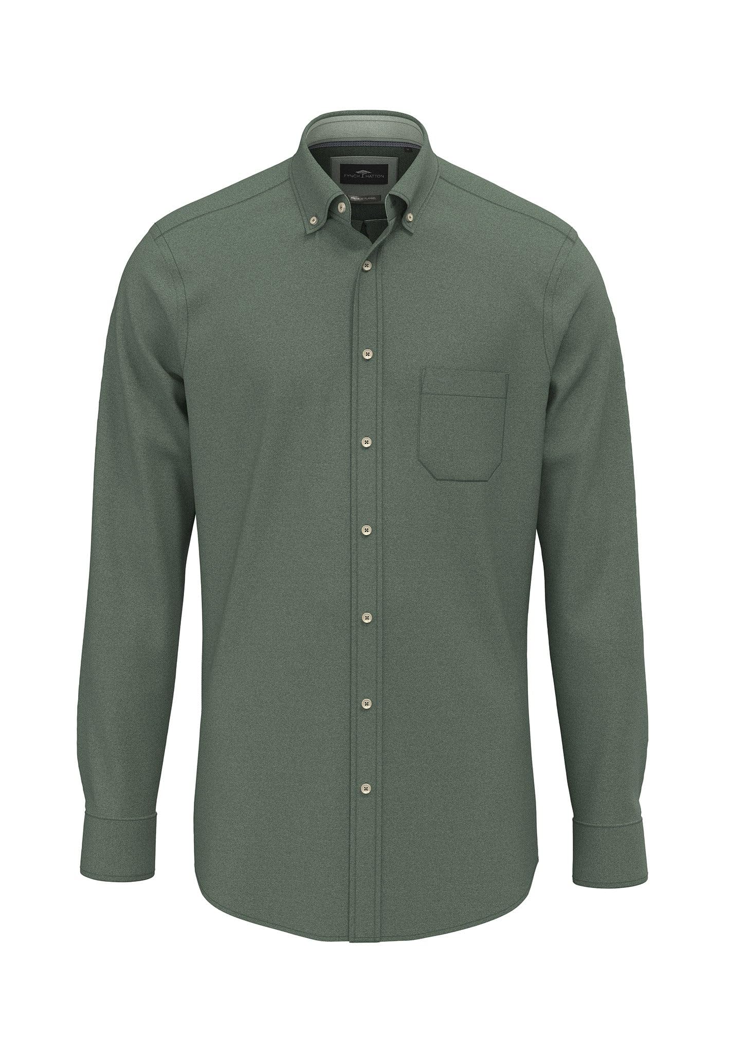 Fynch-Hatton Men's Fern Cotton Shirt With Chest Pocket And Button Down Collar, Xl