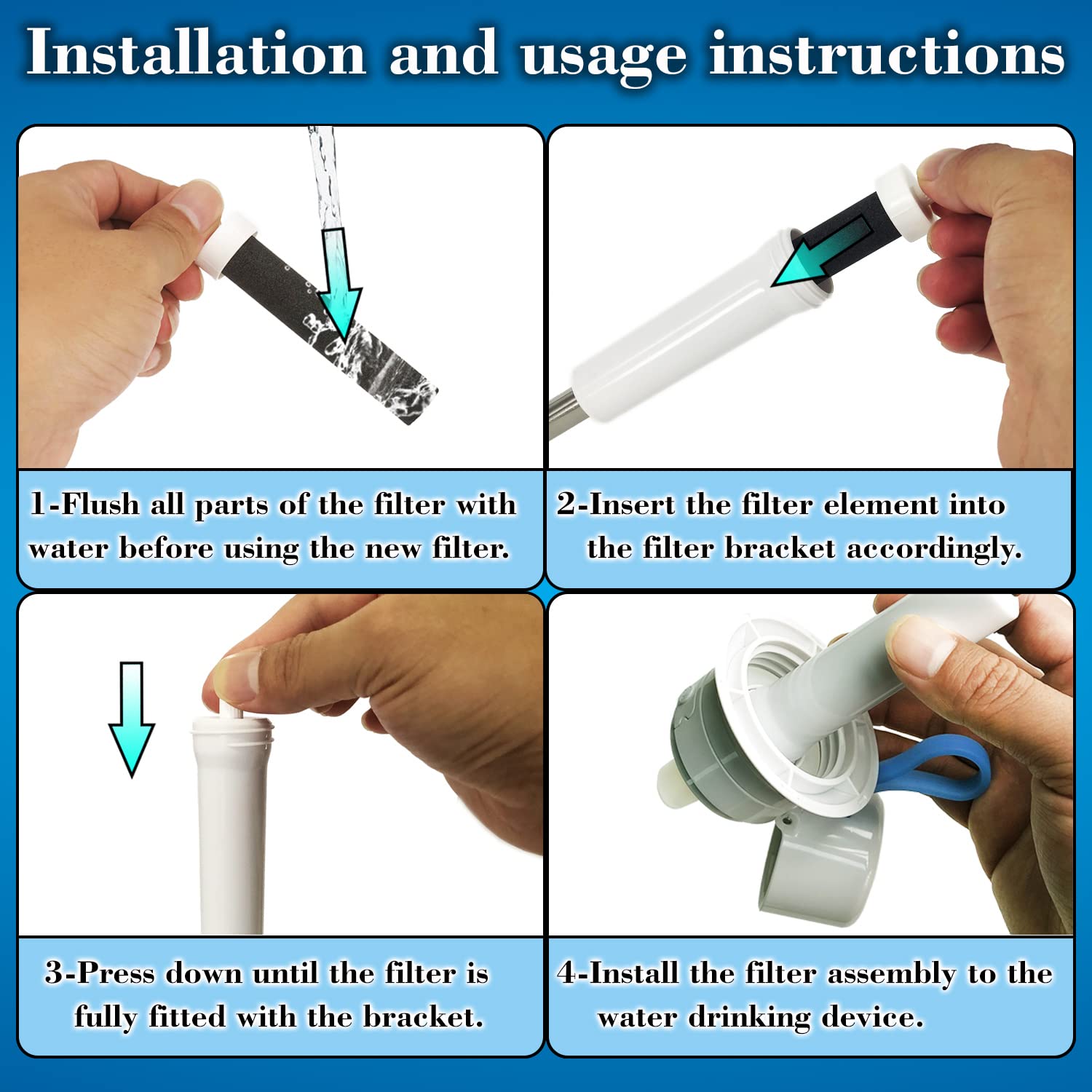 Water Bottle Filter for Brita Plastic Water Filter Bottle in 26 Ounce or 36 Ounce and Stainless Steel Water Bottle in 20 Ounce or 32 Ounce, BPA Free 10 Packs Replacement Filter - Image 2