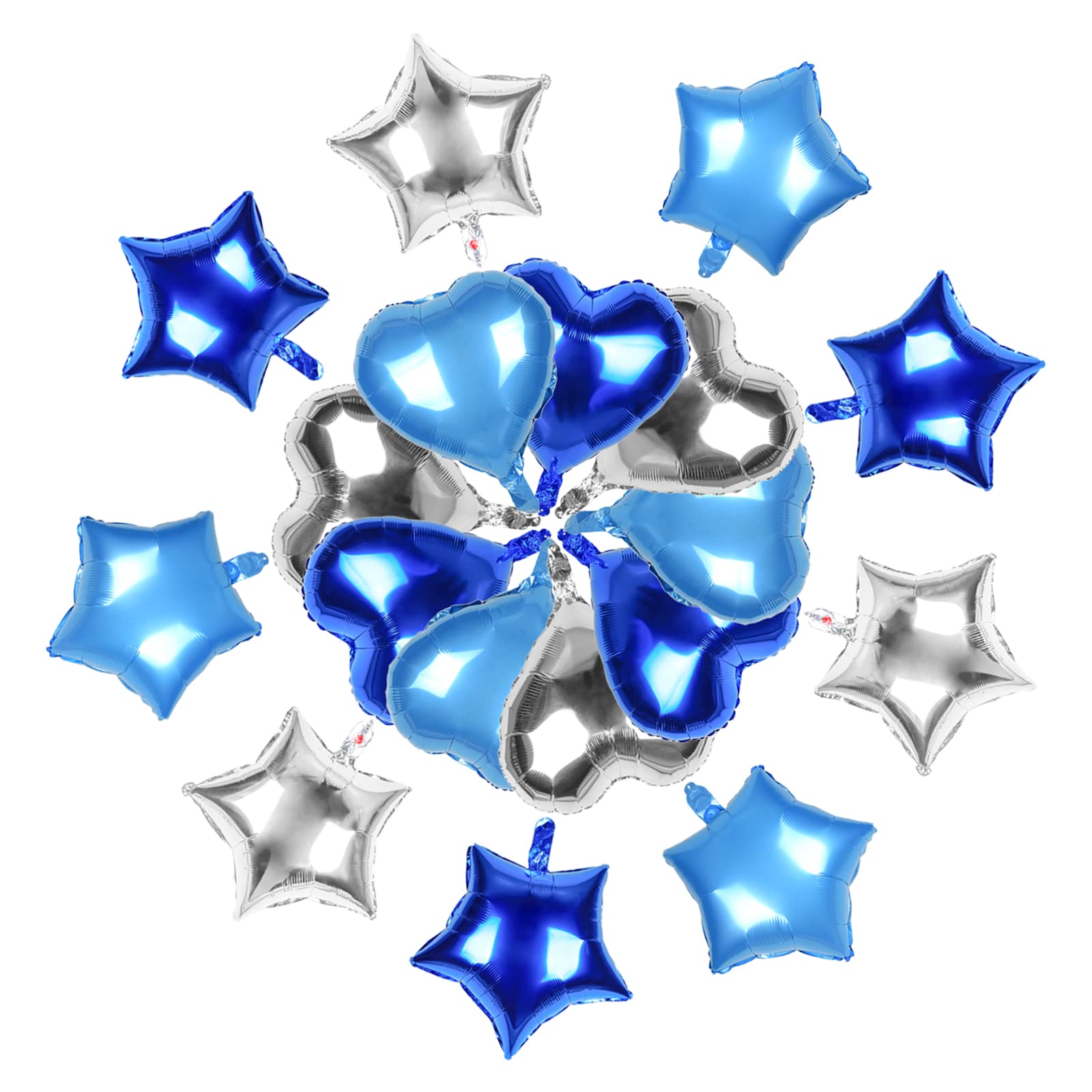 AutupyAutupy 18 Pieces 18" Royal Blue Light Blue Silver Star Balloons Heart Balloons Foil Balloons for Birthday Party Wedding Baby Shower Decorations Balloon