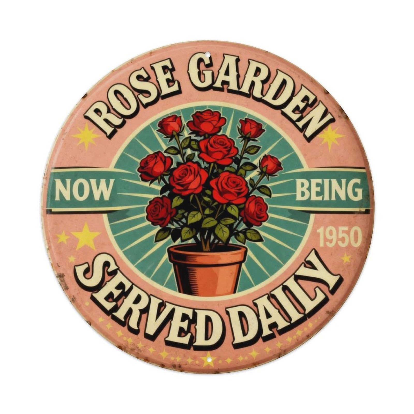 Rose Garden Floral Sign Metal Tin Sign Plaque