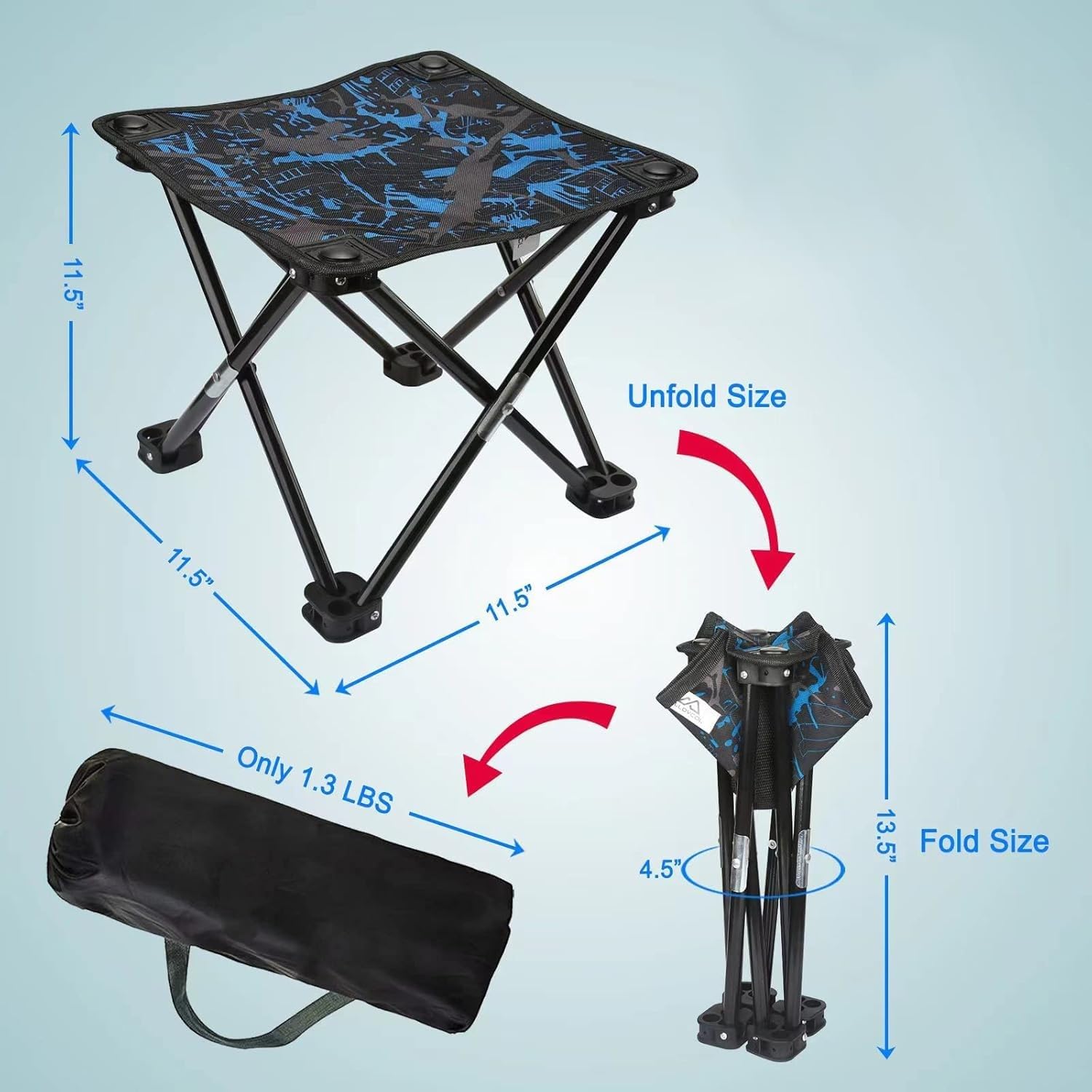 CHOPZILLA Folding Portable Camping Stool for Adults, Lightweight Collapsible Stool for Outdoor Footrest Fishing Hiking Gardening and Beach with Carry Bag(400 LBS Capacity) 1