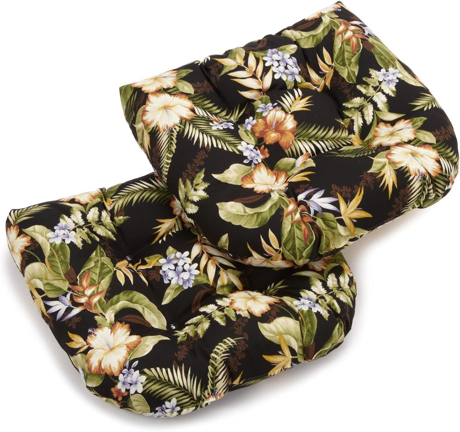 Blazing Needles Outdoor Rounded Back Chair Cushion, 19" x 19", Freeport Ebony 2 Count