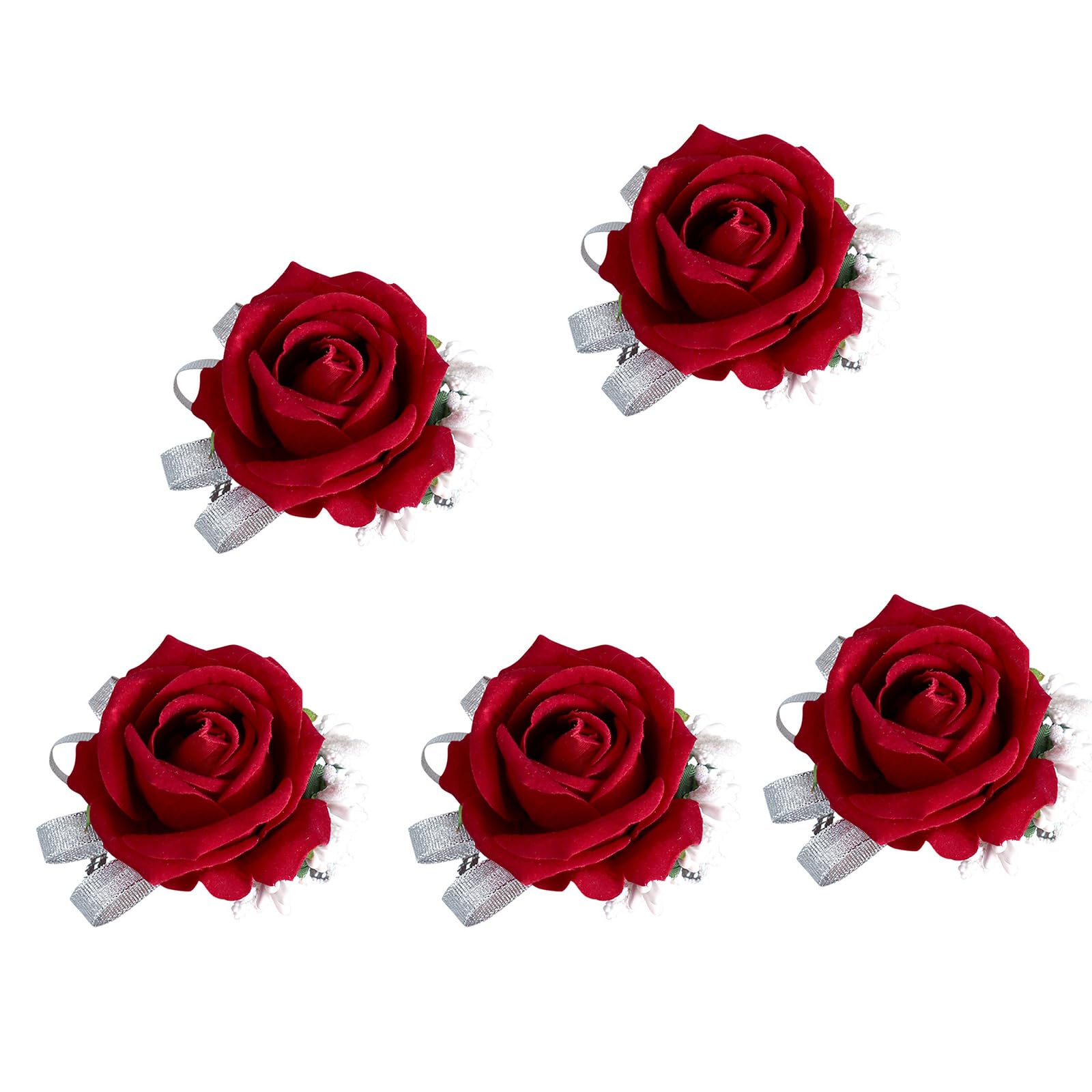 Hsioluted 5Pcs Wedding Corsages Boutonniere Prom Boutonniere for Wedding Ceremony Anniversary, Rose Corsages for Bride and Grooms Accessory