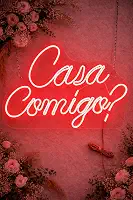 Letreiro Casa Comigo? Neon Led 50cm + Base Acrilico Pedido 127/220v (Vermelho)