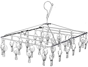 Stainless Steel Clothes Drying Racks Laundry Drip Hanger Laundry Clothesline Hanging Rack Metal Clothespins Rectangle for Drying Clothes, Towels, Underwear, Lingerie, Socks - 52Clips