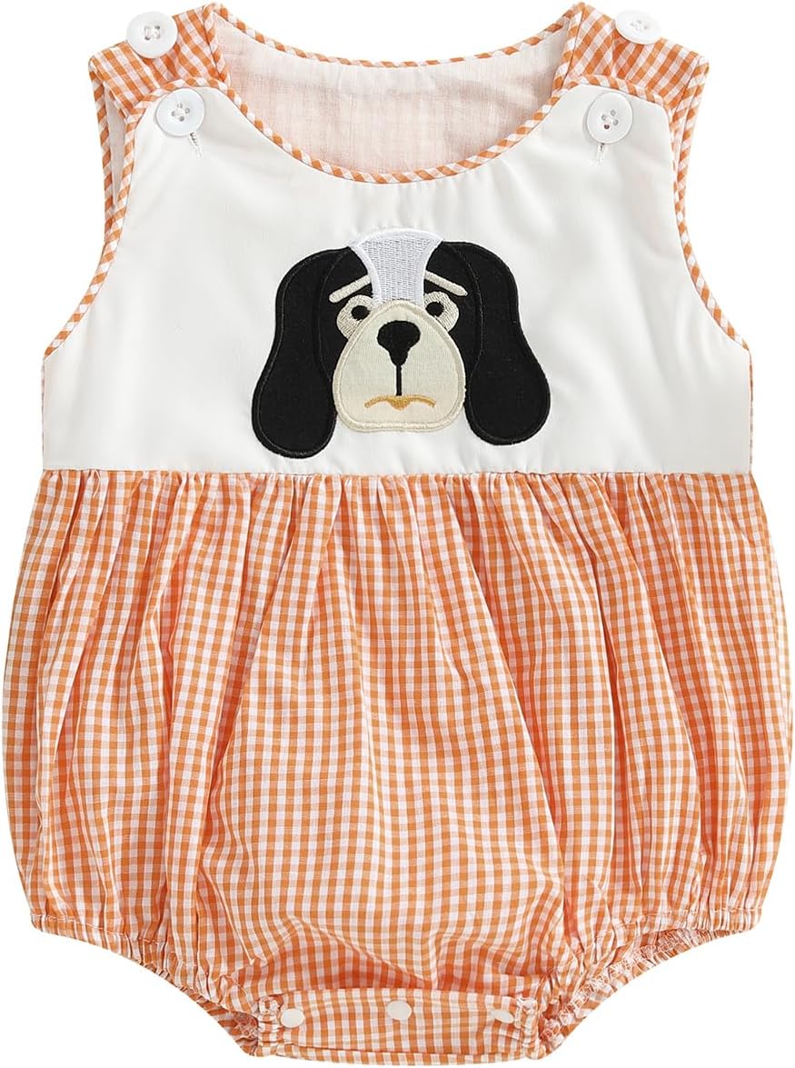 Newborn Baby Boy Football Bubble Romper University Sports Fan Sleeveless Plaid Bodysuit Overalls Clothes