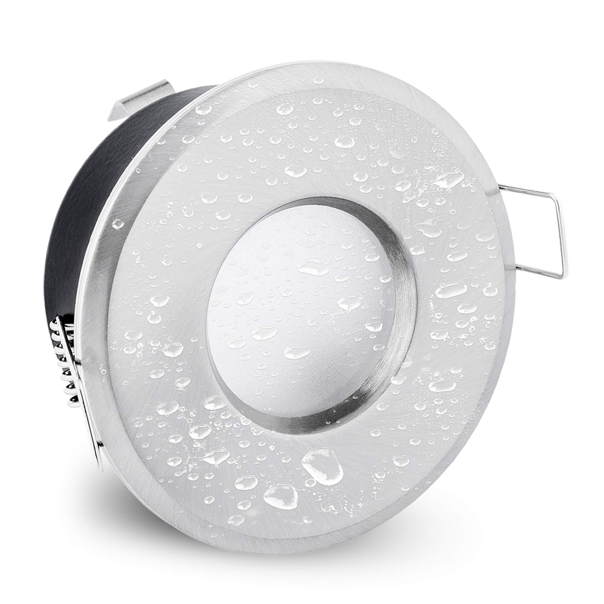 linovum 10x LED Bad Einbaustrahler Set IP65 Edelstahl Optik rund 230V - neutralweiß 3W 285 Lumen - für Bad, Küche & Außen