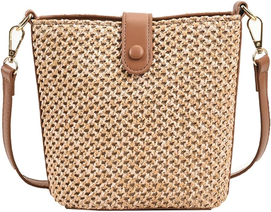 Straw Beach Bags For Women Rattan Purse Summer Straw Cross-body Bag Raffia Handbag Purses Shoulder Bag Small Bucket Bag 2026