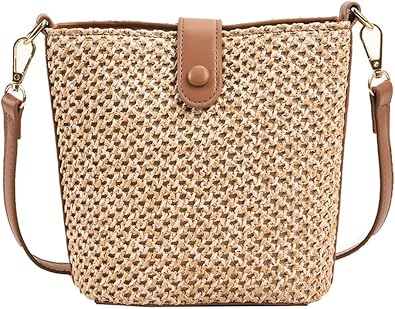 Straw Beach Bags For Women Rattan Purse Summer Straw Cross-body Bag Raffia Handbag Purses Shoulder Bag Small Bucket Bag 2026