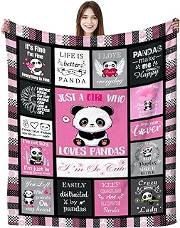 Panda Blanket Gifts for Girls Women Soft Warm Flannel Panda Lovers Throw Blanket Panda Birthday Gifts for Adults Kids 60
