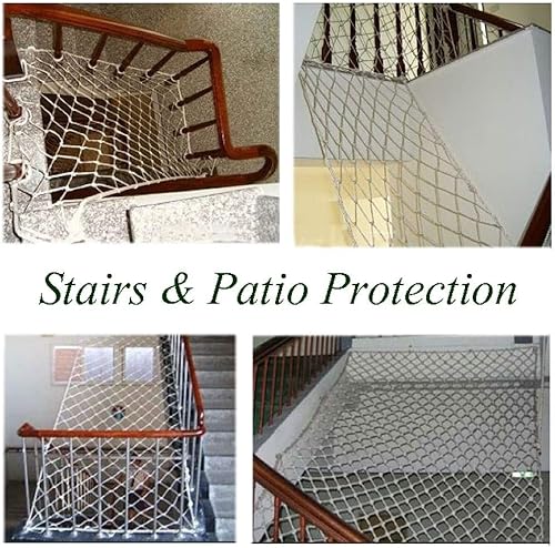 Miniatura 6 de WCS - Red de seguridad para evitar caídas para niños, para balcón y escalera, malla protectora para aislamiento de cuerda, cuerda de poliéster,