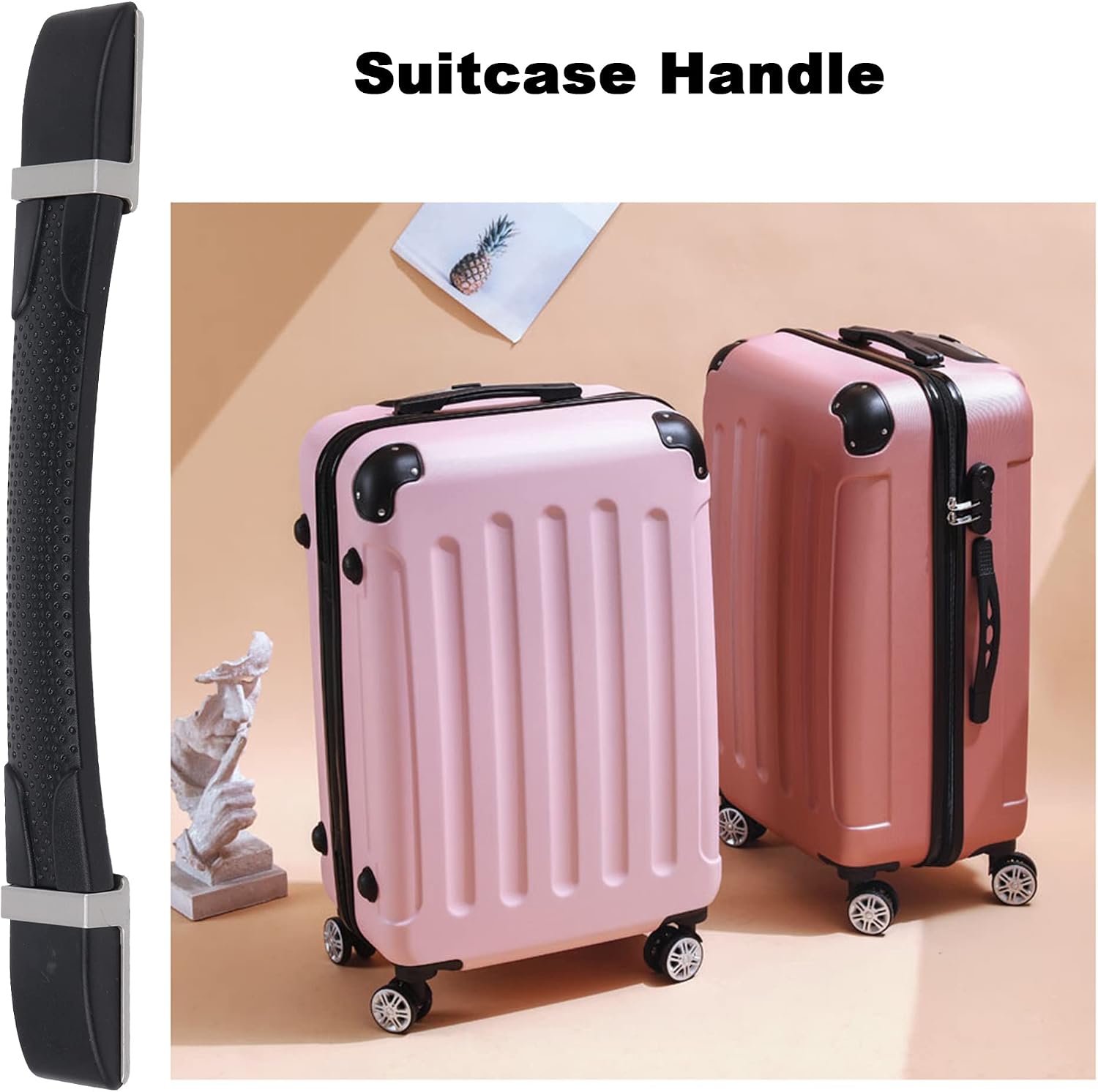 Suitcase Luggage Handle Holder Strap Grip Handle 10.43" with Mounts Black B120,Two Inner Hole Distance: 190mm/7.48", Two Outer Hole Distance:245mm/9.65"