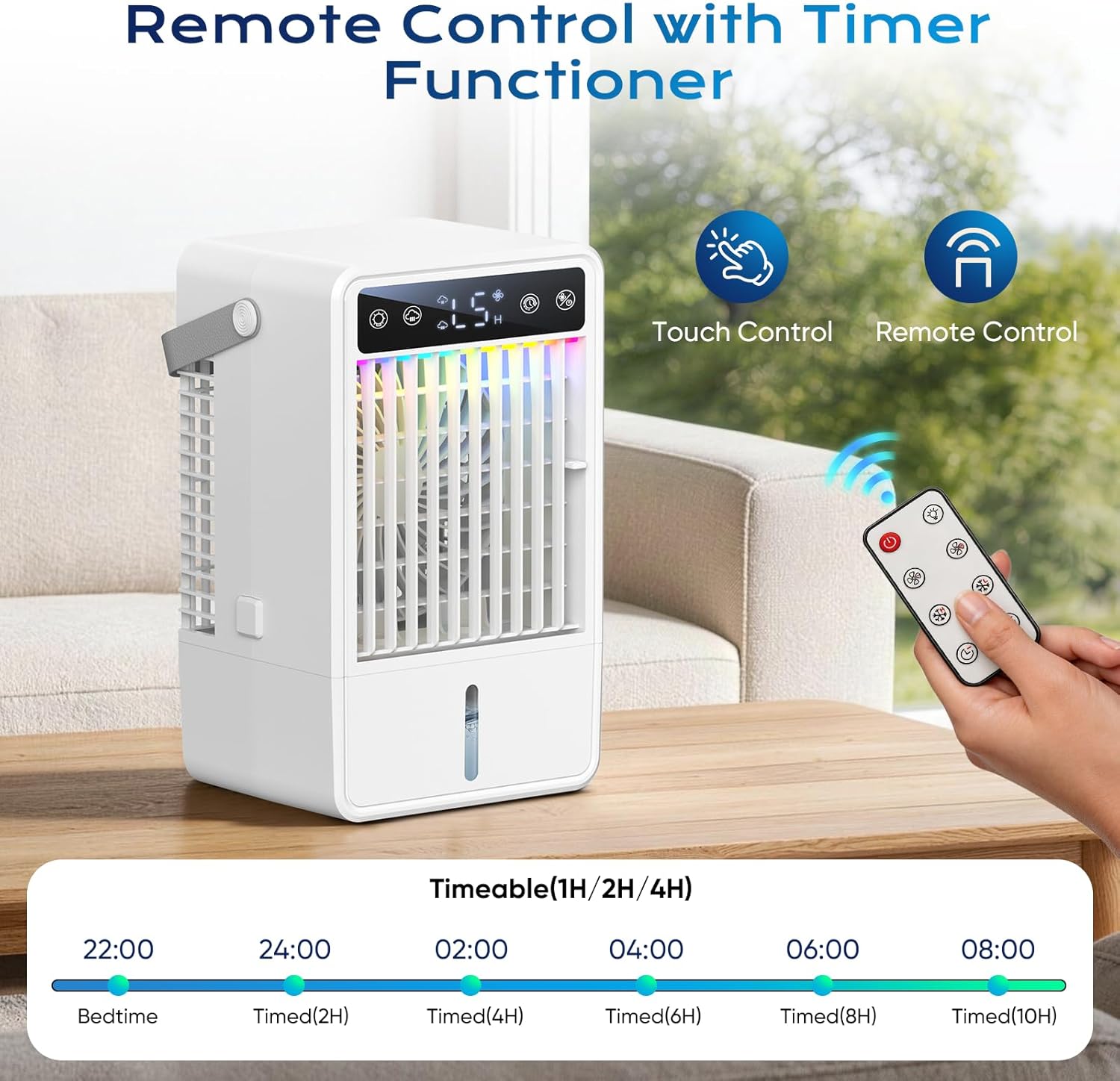 Portable Air Conditioners with 1500ML Tank, 5 Speeds Mini Evaporative Air Cooler with Remote & 2-10H Timer, Personal Air Conditioner Fan Portable AC Unit for Office, Desktop, Camping & Travel