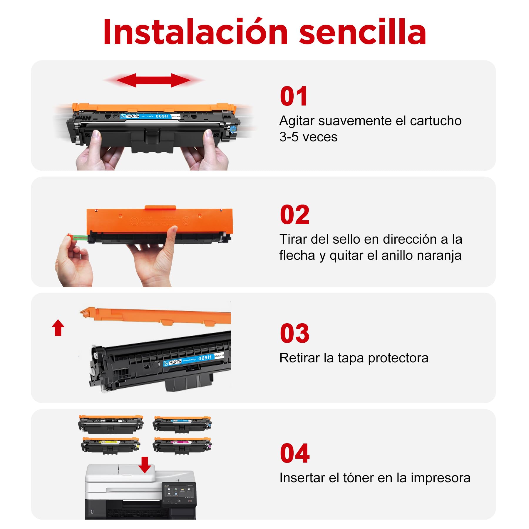 STAROVER 069H Cartuchos de tóner compatibles con Canon ImageCLASS MF753Cdw | Compatibles con Canon Color ImageCLASS MF753Cdw MF751Cdw LBP674Cdw Tinta de Impresora Negro Cian Magenta Amarillo