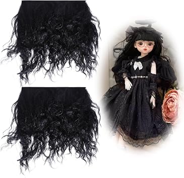 CHGCRAFT 2 Pcs Doll Hair Wefts for Making Doll Hair and Figurine Wigs Doll DIY Making Accessories for Doll DIY Wig Doll Making, Black