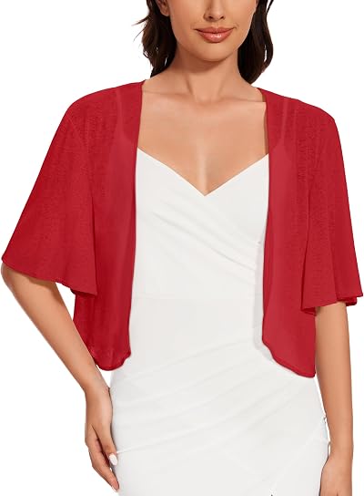 Bolero Shrug for Women Open Front Sheer Summer Cardigan Dress Cover Up