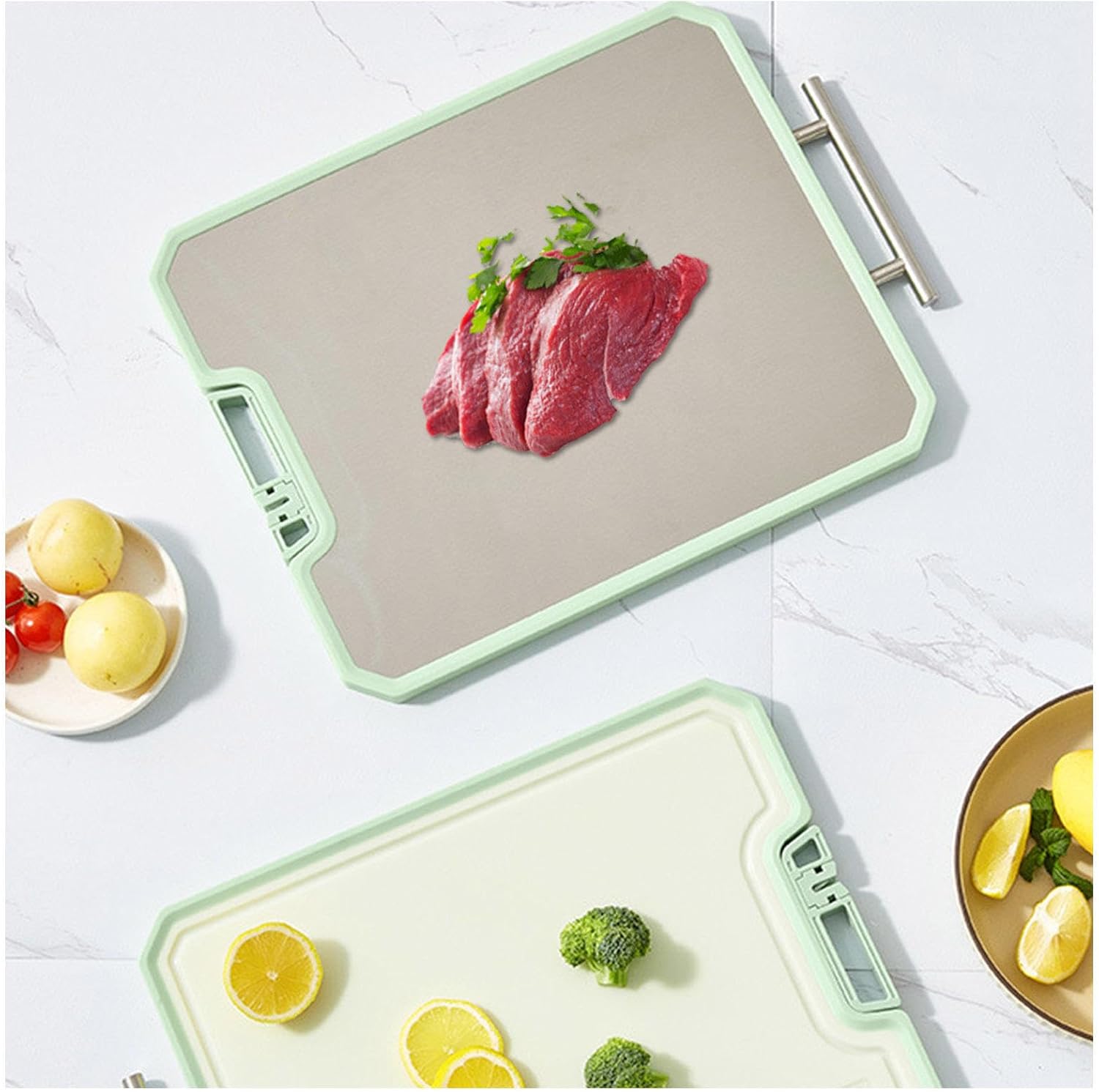 Purecut Titanium Cutting Boards Double-Sided Titanium/Wheat Straw, Large Size 15.7in×12in, Titanium Cutting Boards Dishwasher Safe, Easy to Clean