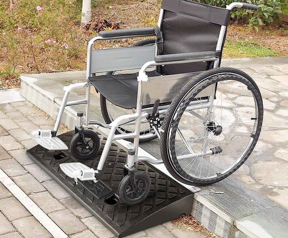2PCS Kerb Ramps 9cm Height, Curb Ramp for Cars, Heavy Duty Threshold Ramp for Wheelchairs, Rubber Curb Ram for Driveway, Mobility Scooter/Step (50X27X9CM)