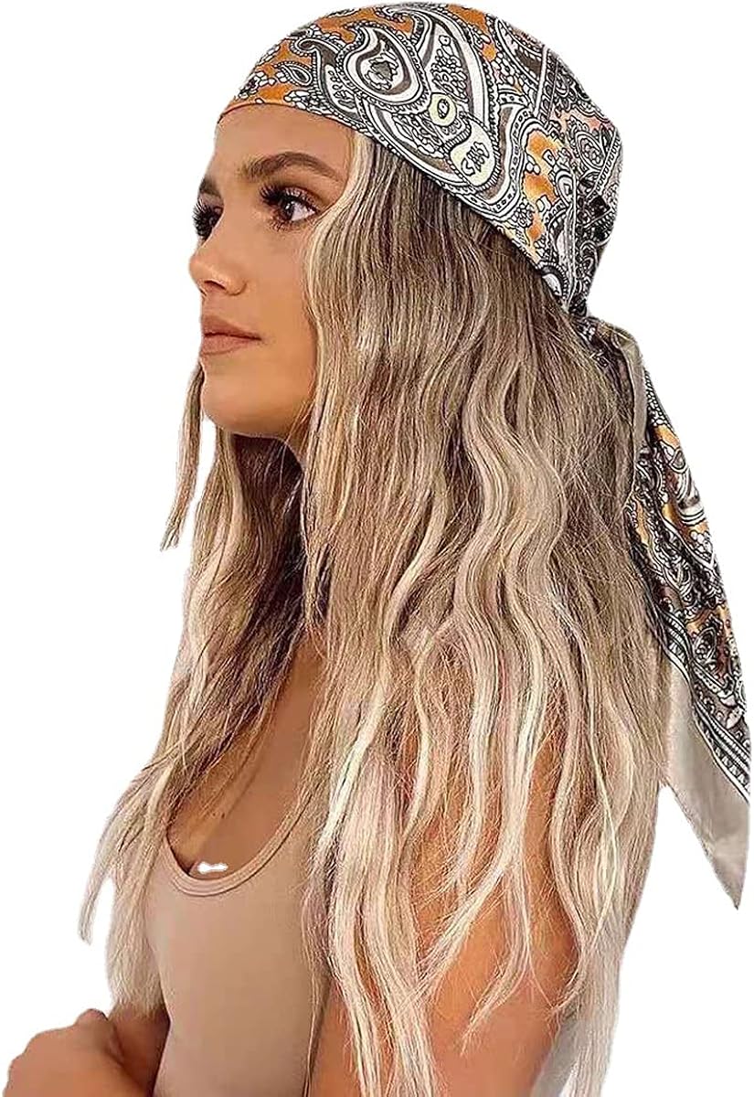 K-Elewon 35" Large Square Fashion Scarves Women's Satin Silk Feeling Hair Wrapping Scarfs Night Sleeping Head scarf (Z07) at  Women’s Clothing store