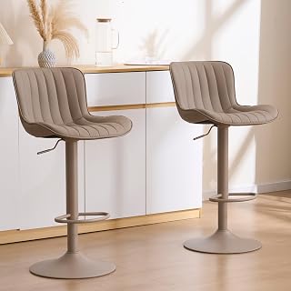 YOUNIKE Bar Stools Set of 2 Kitchen Counter Bar Chai Modern Barstool Khaki