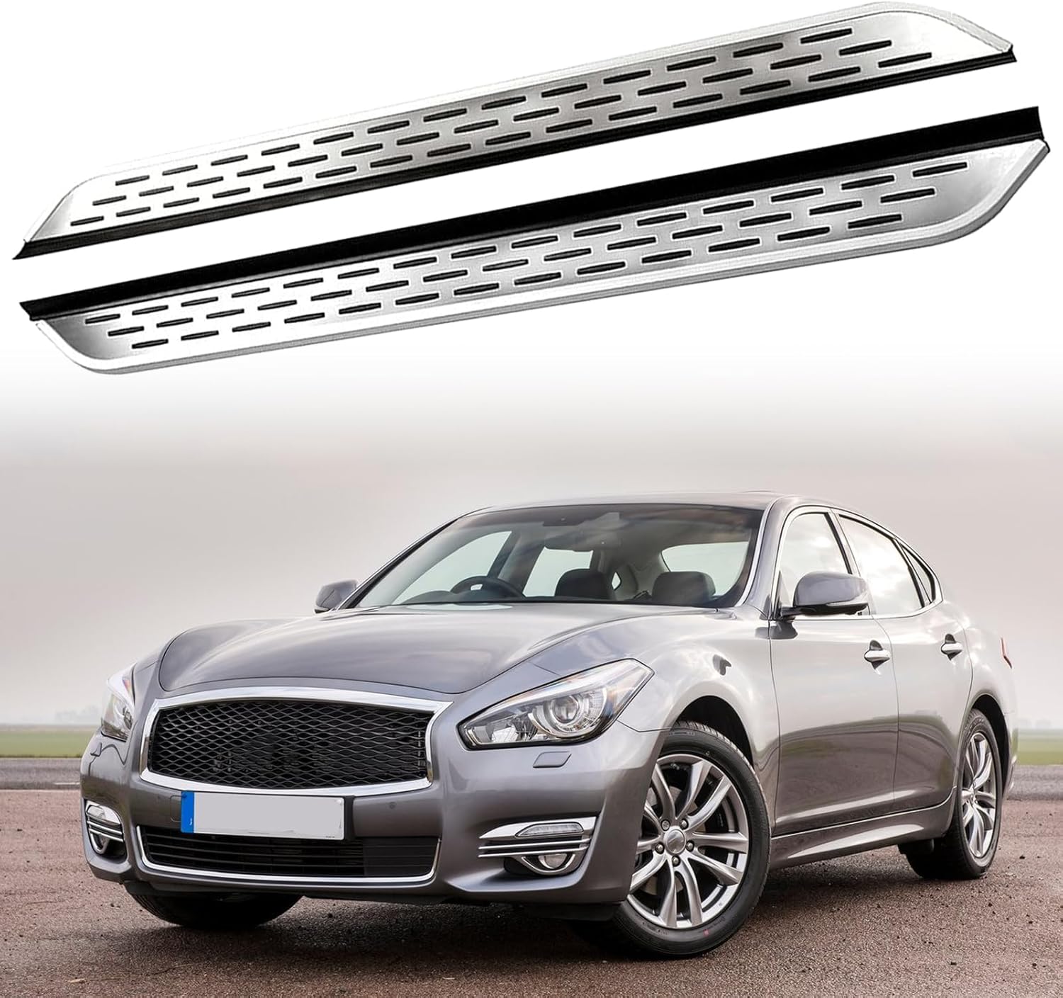 2Pcs Side Steps Pedal Nerf Bars Fits for Infiniti QX70 2011-2022 Silver Running Boards