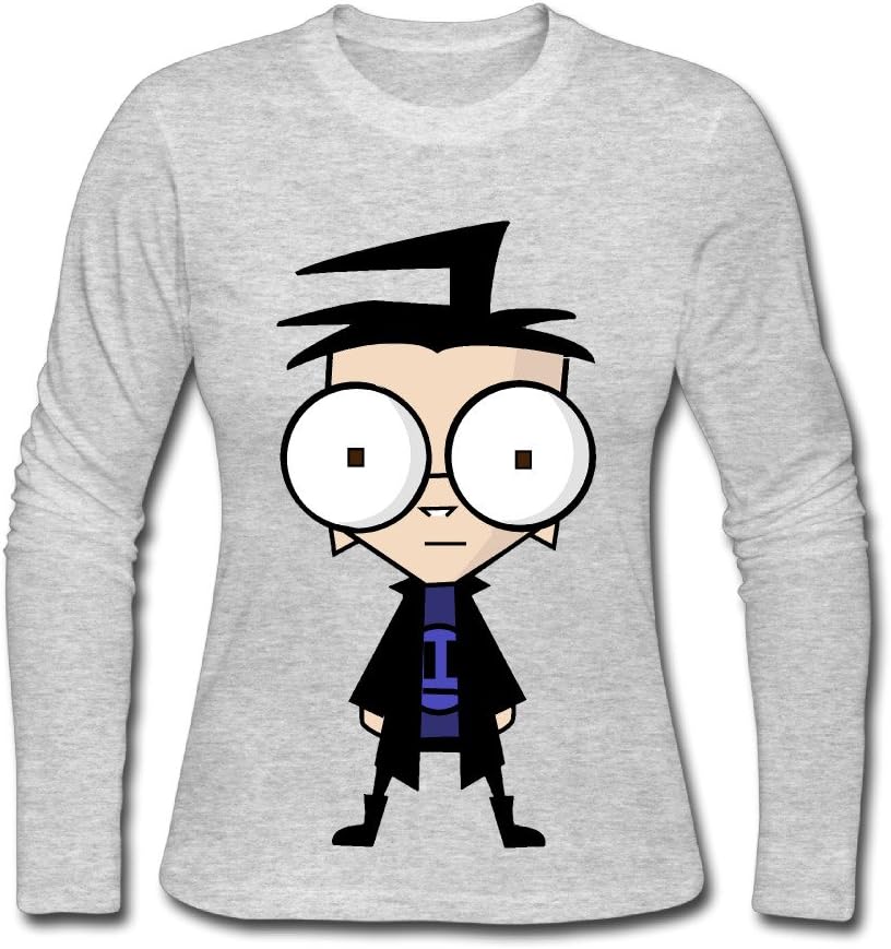 Honey Summer Ring Spun Cotton Invader ZIM Dib Long Sleeve T-Shirt Gray US Size S