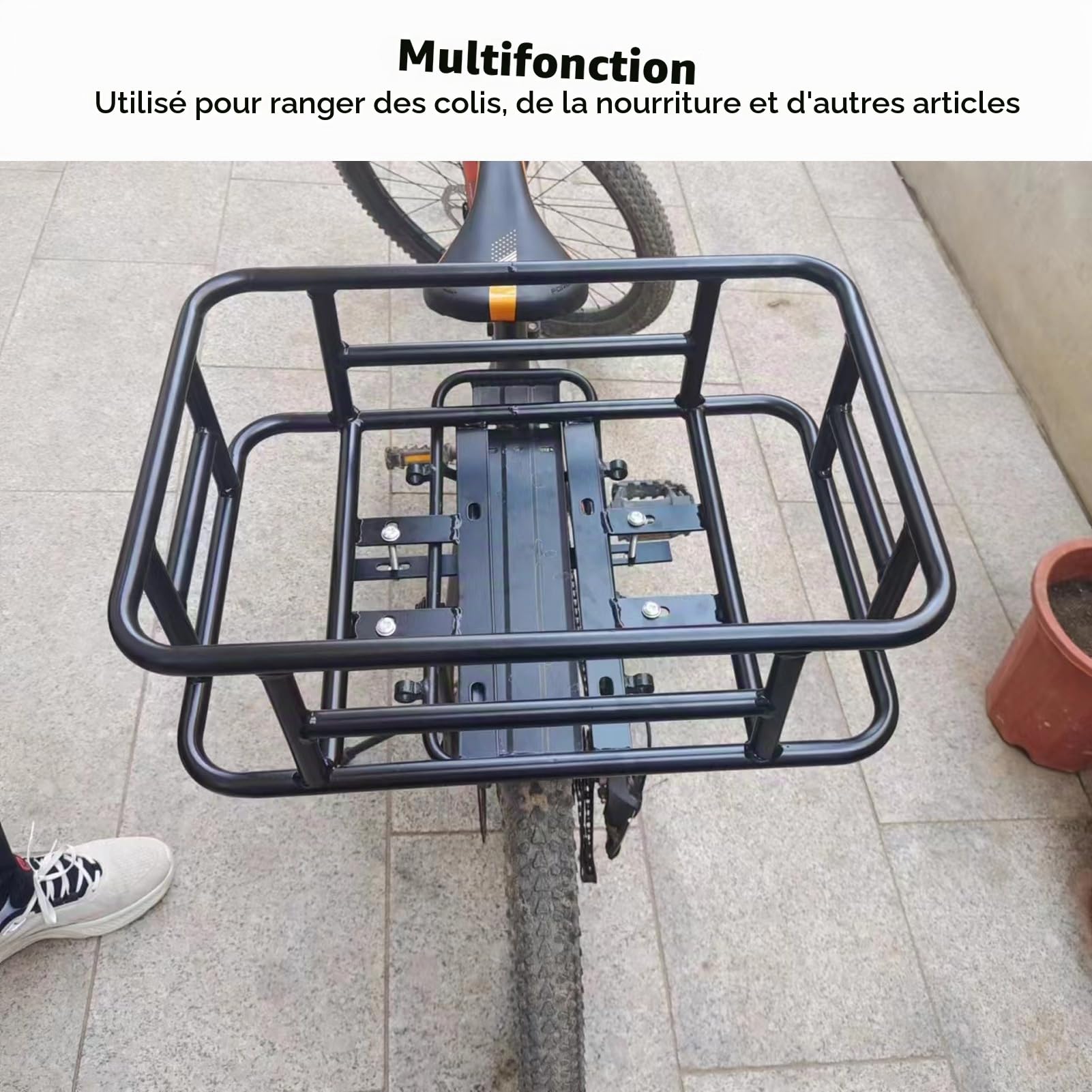 Fafeims Panier Arrière Vélo en Fer – Grand Capacité, Installation Facile pour Vélos et Vélos Électriques, Rangement Multifonctionnel