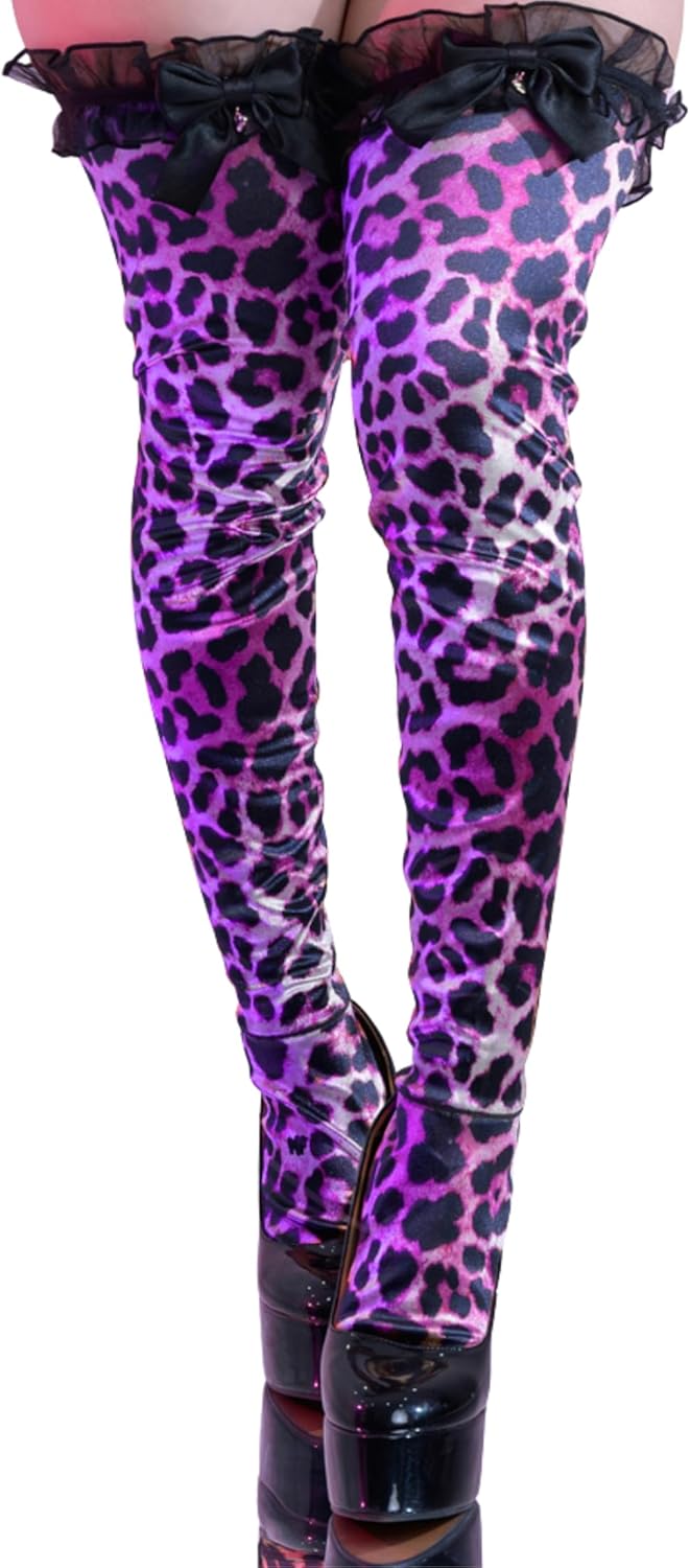 MOEFLAVOR Gyaru Leopard Print Stockings – Kawaii Cosplay Accessory – Japanese Gyaru Style – Original Design