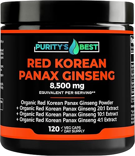 Miniatura 2 de Purity's Best RED Korean PANAX - Polvo de ginseng + 4 veces + 10 x + 20 extractos, 8,500 mg por porción, 5% de ginsenósidos, ginsenósidos de alta