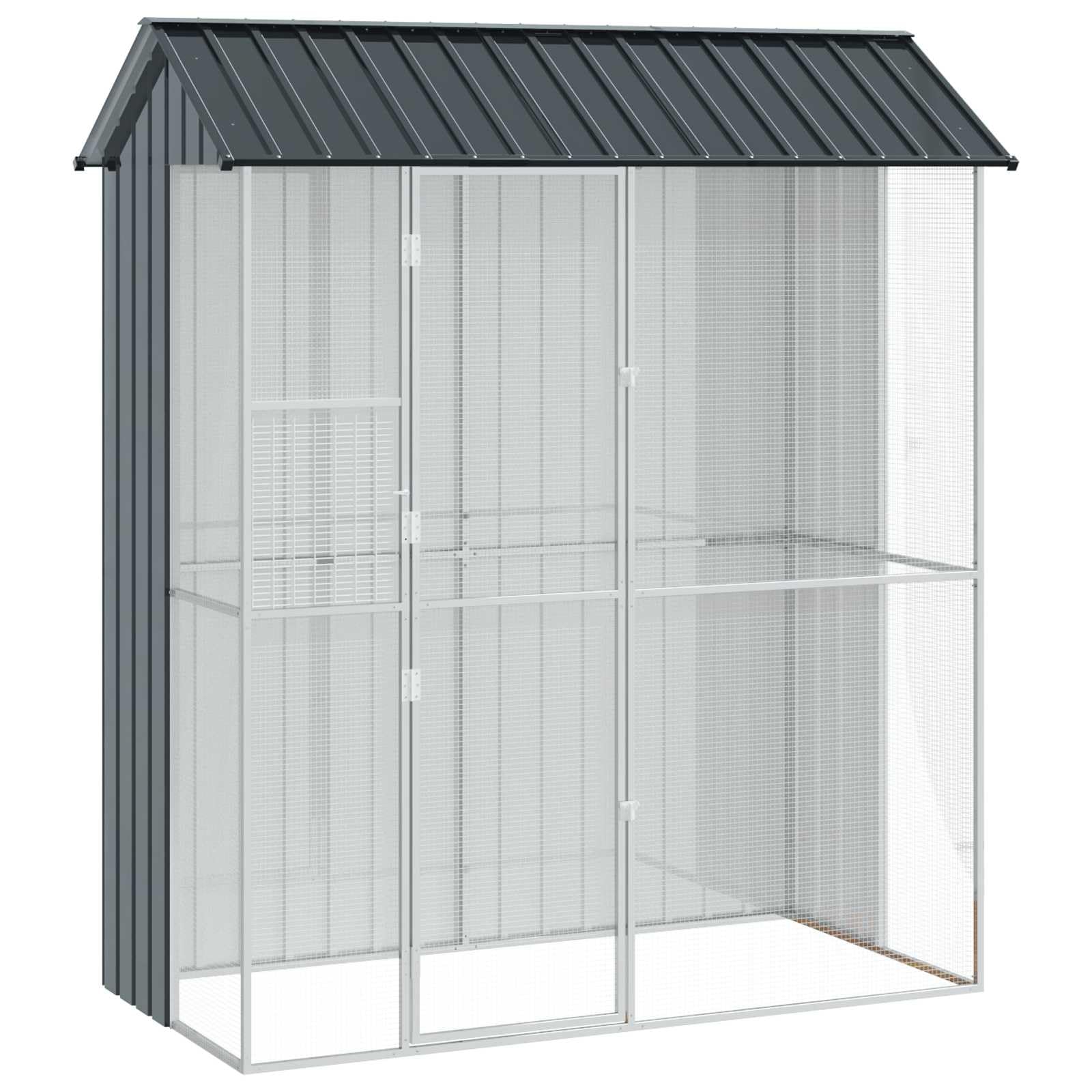 vidaXL Gabbia per Uccelli Antracite 215 x 110 x 247 cm Acciaio zincato, Giardino e terrazza, Moderna casa per Uccelli, Gabbia Resistente, voliera da Esterno, Design per Animali