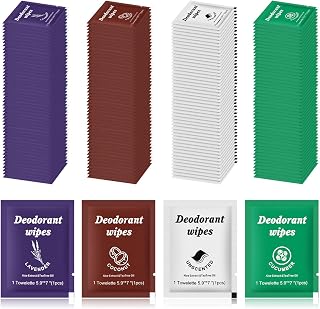 twoworld 100 Travel Deodorant Wipes Individually Wrapped Bulk Body Wipes | Disposable Deodorant Body Wipes Travel Size Wipes to Clean Skin for Women Men(Lavender,Unscented,Coconut and Cucumber)