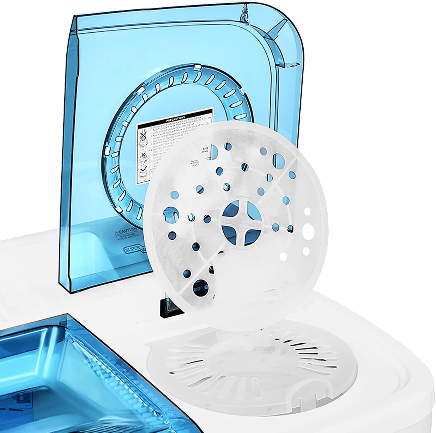 Spin tub with cover and lint filter in Super General SGW75 washing machine
