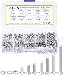 DTGN 148Pcs M6-1x10/12/16/20/25/30/35mm Button Head Socket Cap Screws - 304 Stainless Steel Bolt Nut Set Washer Assortment Kit - Good for Road Bicycle, Mountain Bike, Auto