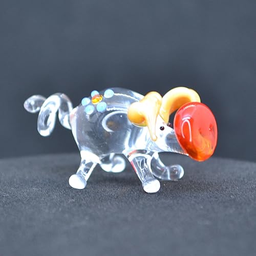 1" Small Pig Sculpture Mini Glass Pig Micro Glass Pig Doll House Pig Tiny Miniature of Pig Art Glass Pig Statue Figurine Blown Glass Pig