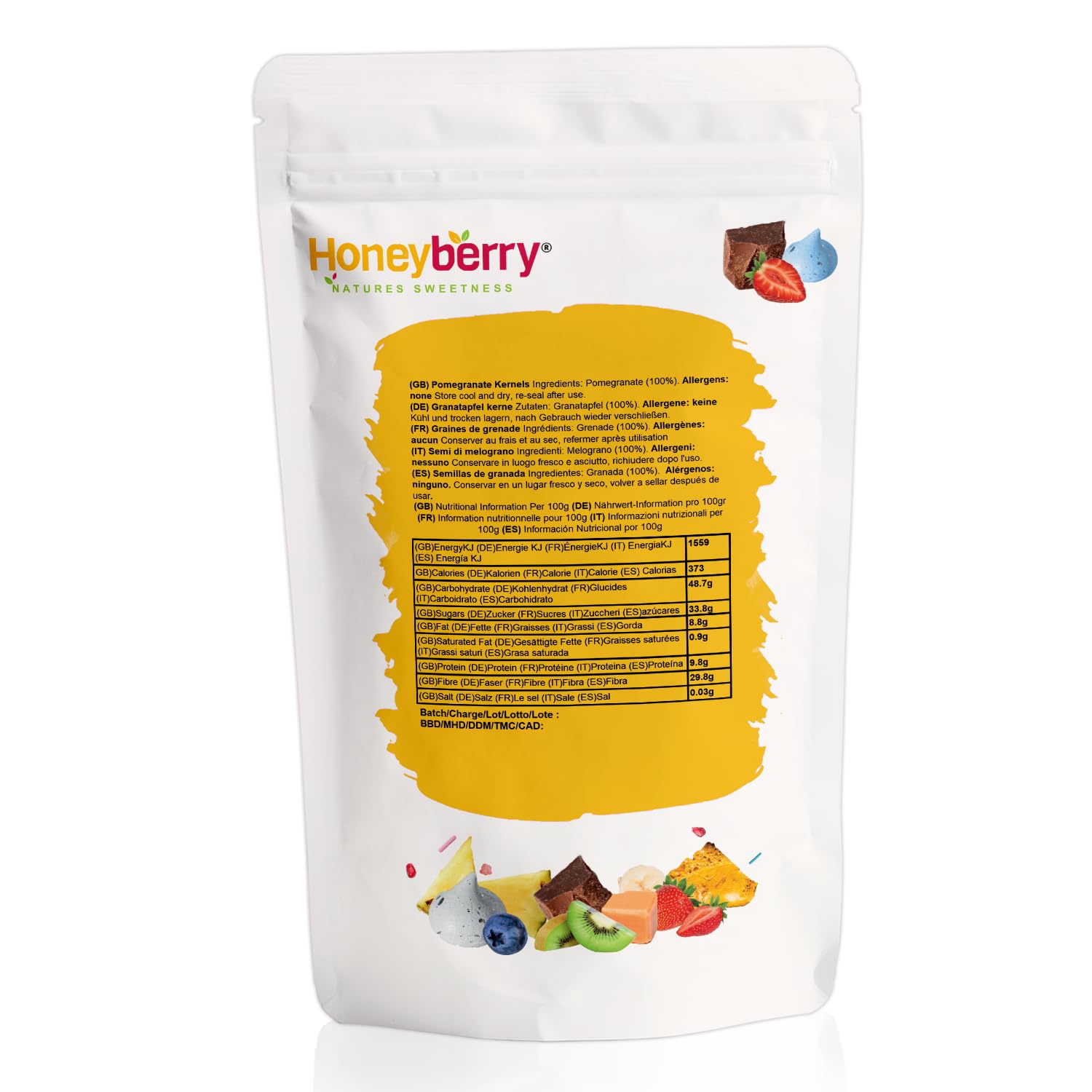 Arilos de Granada Liofilizados — Granada Liofilizada — Fruta Liofilizada sin Azúcar — Granada Deshidratada — Para Repostería, Decoración, Muesli, Smoothie Bowl y Postres (100g)