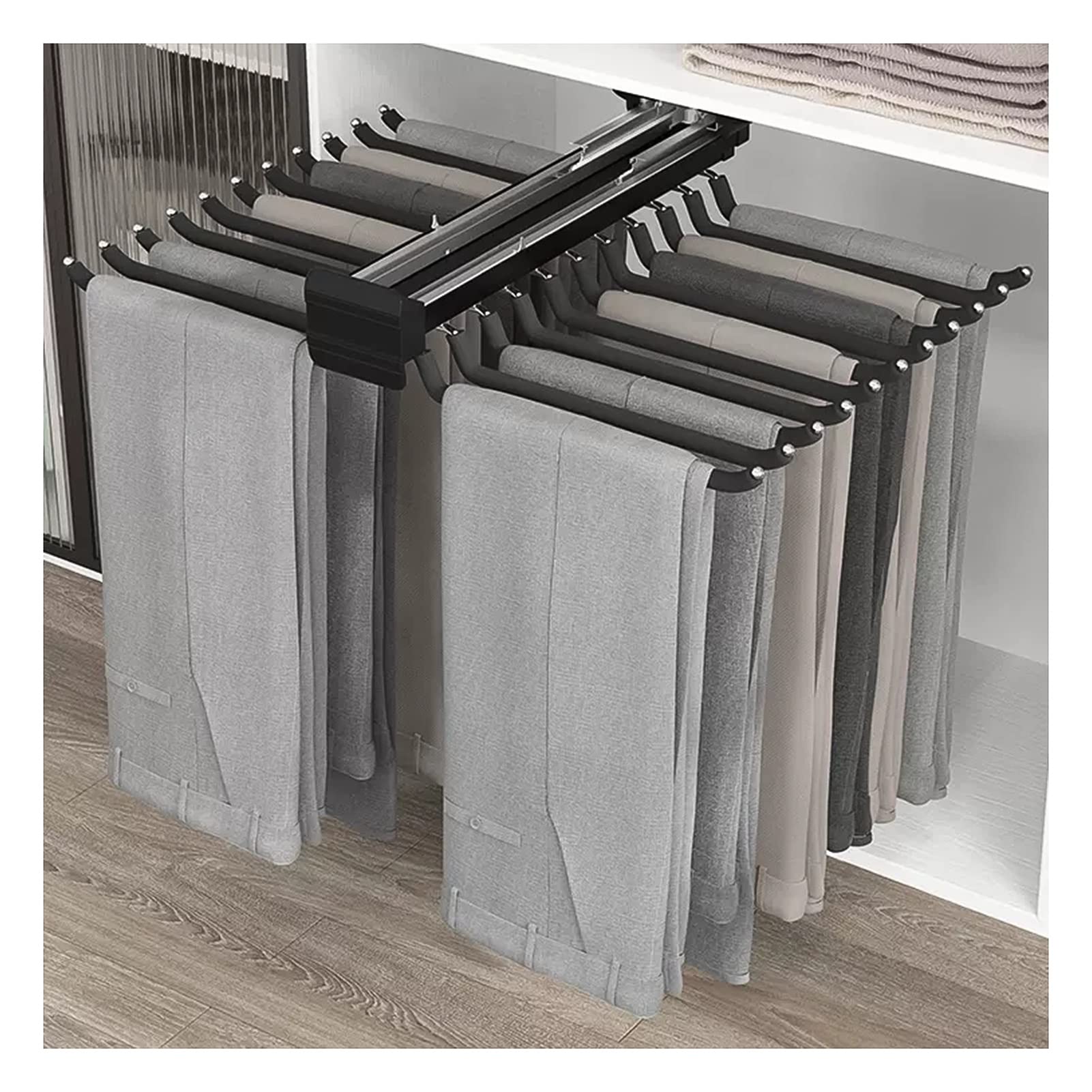 Porte-pantalons extractible à 22 bras pour dressing coulissant et fonctionnel