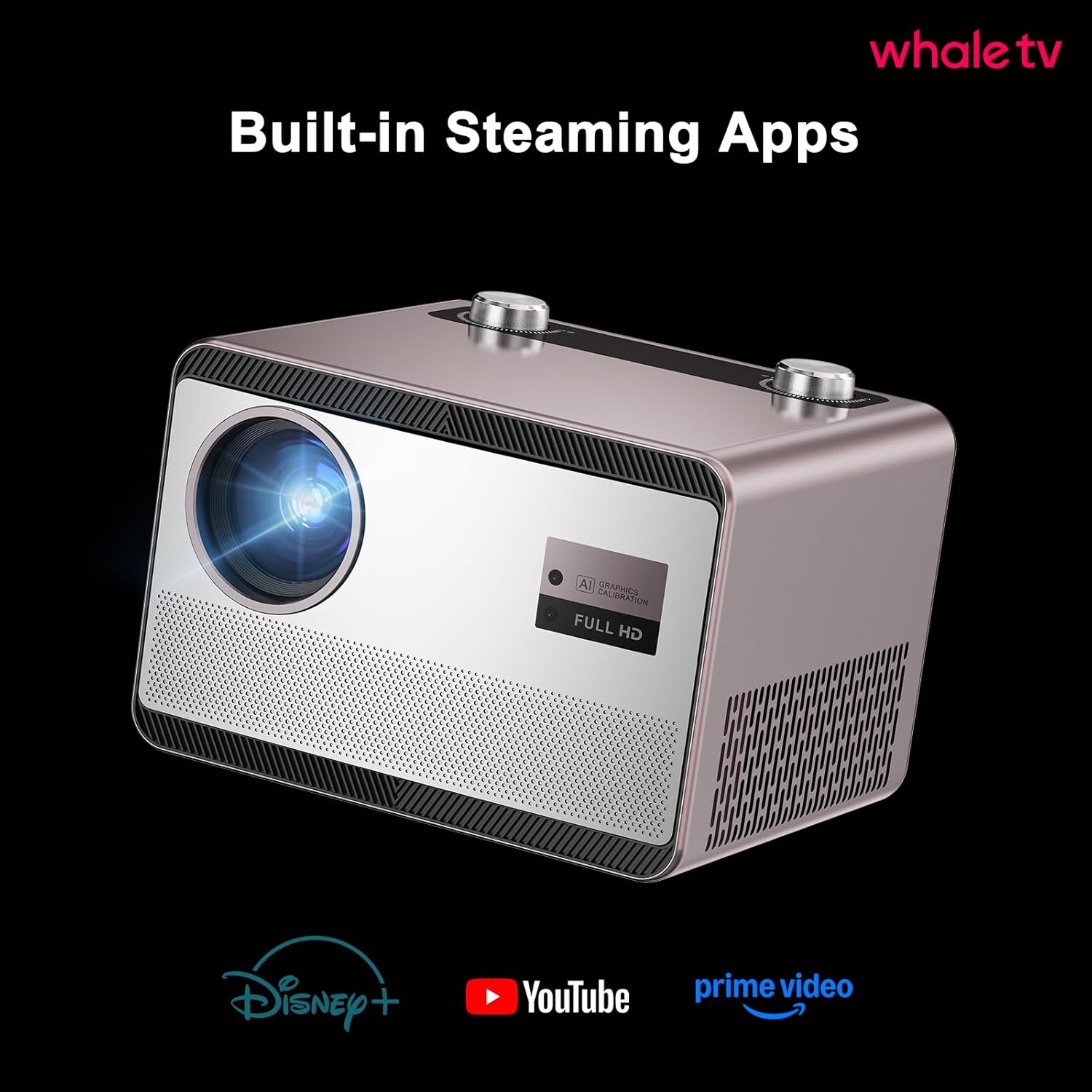 Projector 4K with WiFi and Bluetooth [2000 ANSI/AI Auto Focus/Built in Apps], Outdoor Movie Projector with Smart TV OS 2.0 & Dolby, HAPPRUN Home Theater Projector for Indoor/Outdoor Use