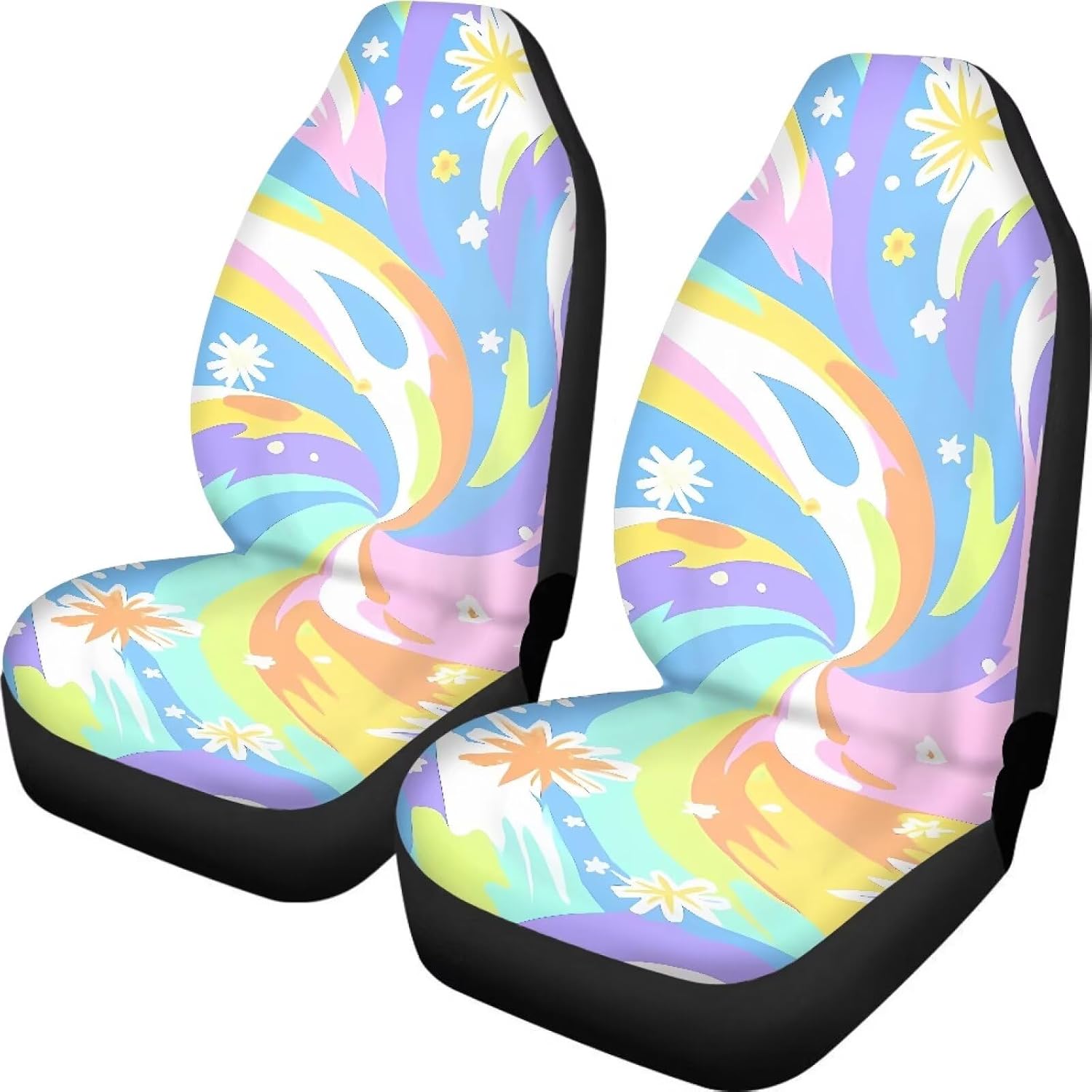 Hawaiian Hibiscus Frond 2pcs/Set Car Seat Covers Tropical Floral Hand Drawing Front Automotive Seat Covers,Vehicle Bucket Seat Cover Washable Car Seat Cover for SUV Truck